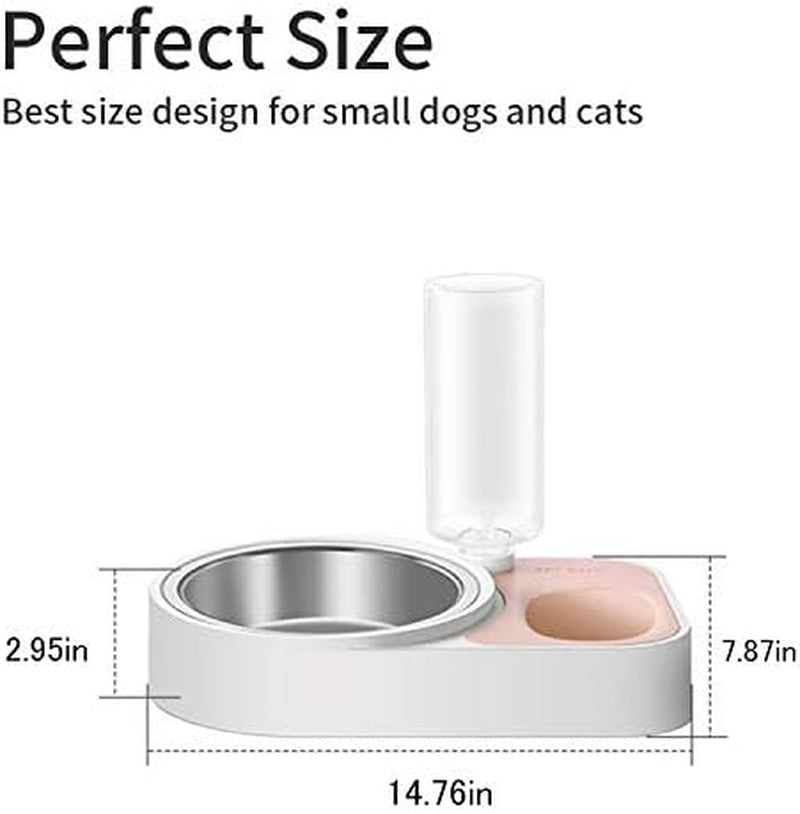 2-In-1 Automatic Dog Feeder Multi Function Cat Feeding Dispenser Detachable Dog Water Bottle and Food Bowl (Pink)
